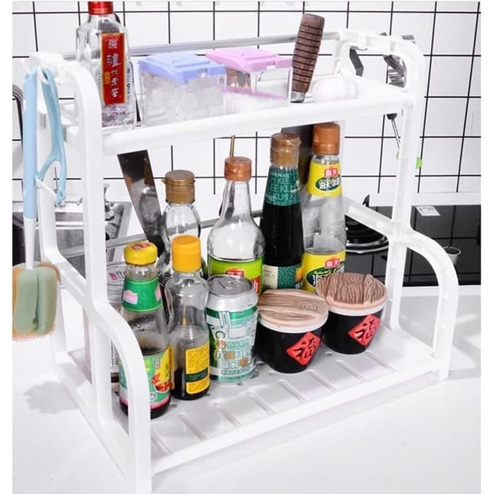 

PRODUK TERBATAS Rak Penyimpanan Tempat Bumbu Dapur Wastafel Buku 2 Layer Shelf Storage