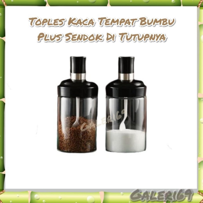 

BIG SALE Tempat Bumbu Dari Botol Kaca Wadah Bumbu Dapur Dengan Sendok Di Tutup