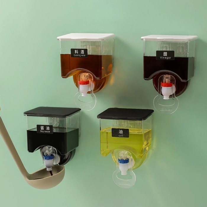 

TERBATAS Dispenser Minyak Tempel 650ml Dispenser Tempat Bumbu Dapur Cair