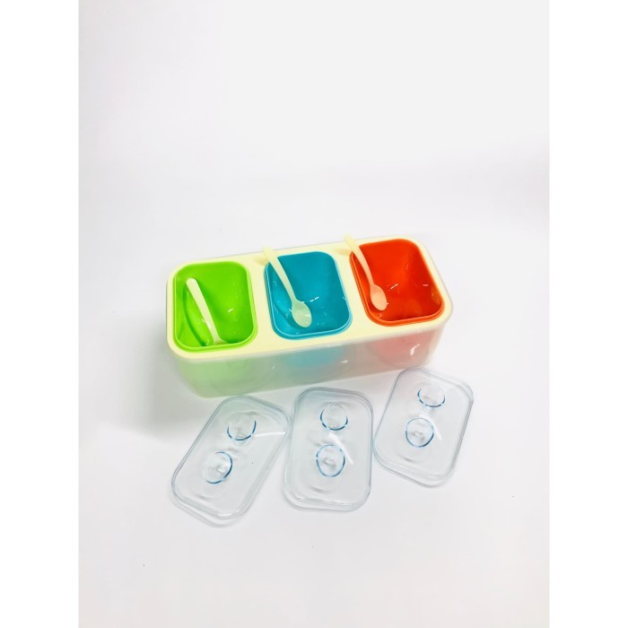 

BERMUTU Tempat Bumbu /Tempat Garam, 3 in 1/ Dapat Sendok/ Tempat Bumbu Lemony