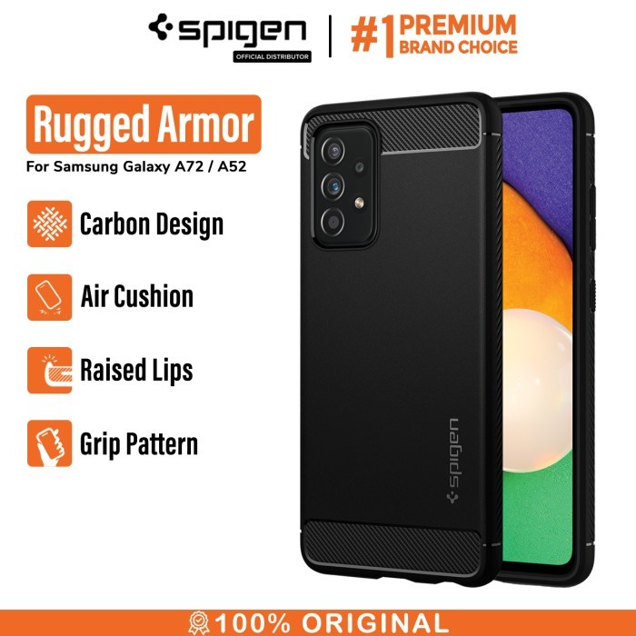 Termurah Case Samsung Galaxy A52 / A72 Spigen Rugged Armor Carbon Fiber Casing