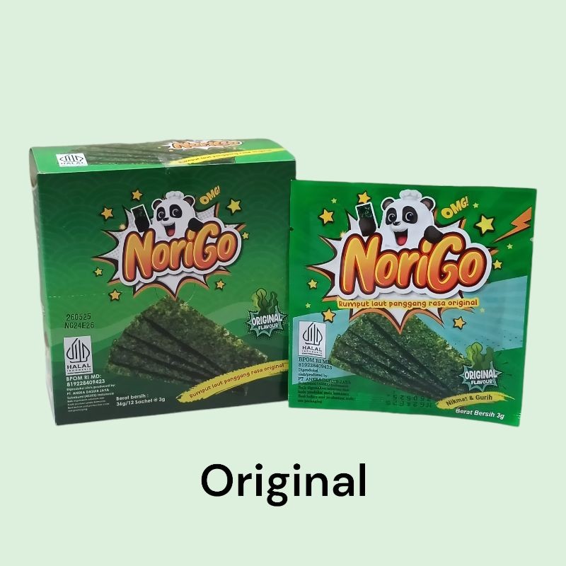 

1 Dus - NORIGO Rumput Laut Panggang Crispy Seaweed All Varian 4gr [60 sachet/Karton]