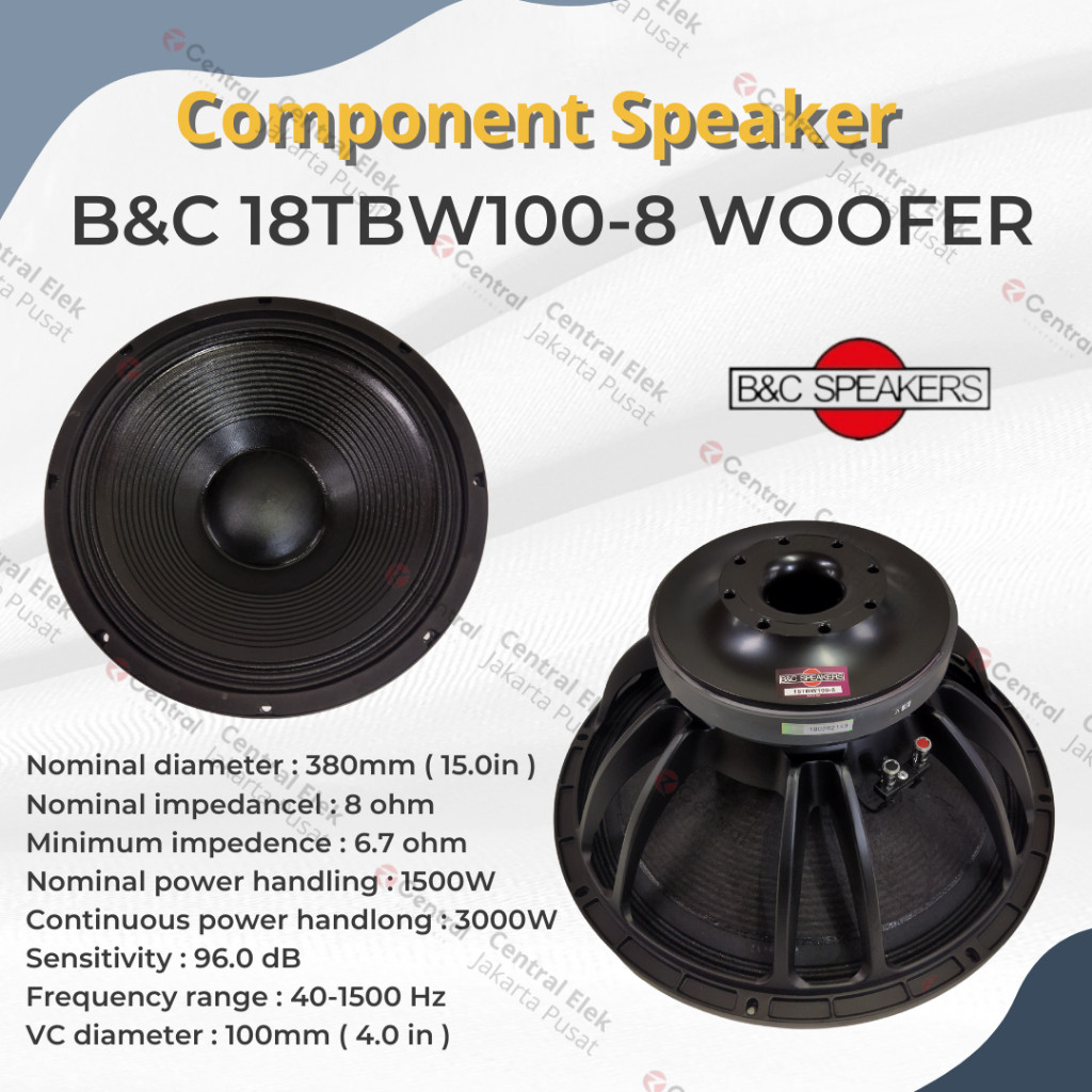 Speaker komponen b&c 18tbw100 / 18 tbw 100 / 18 tbw100 grade a