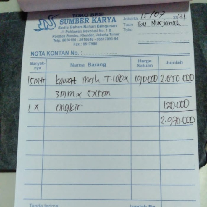 

TERBARU Nota Ibu Nurjanah 15 Juli 2021