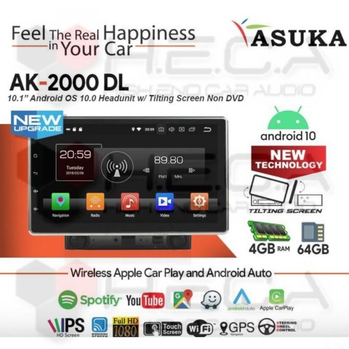 * Asuka Ak-2000Dl Head Unit Android Tape Audio Mobil Ak-2000 Dl Deckless