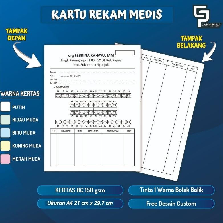 

ELOS KARTU REKAM MEDIS | UK. A4 [ PAKET DAPAT 100 LEMBAR ]
