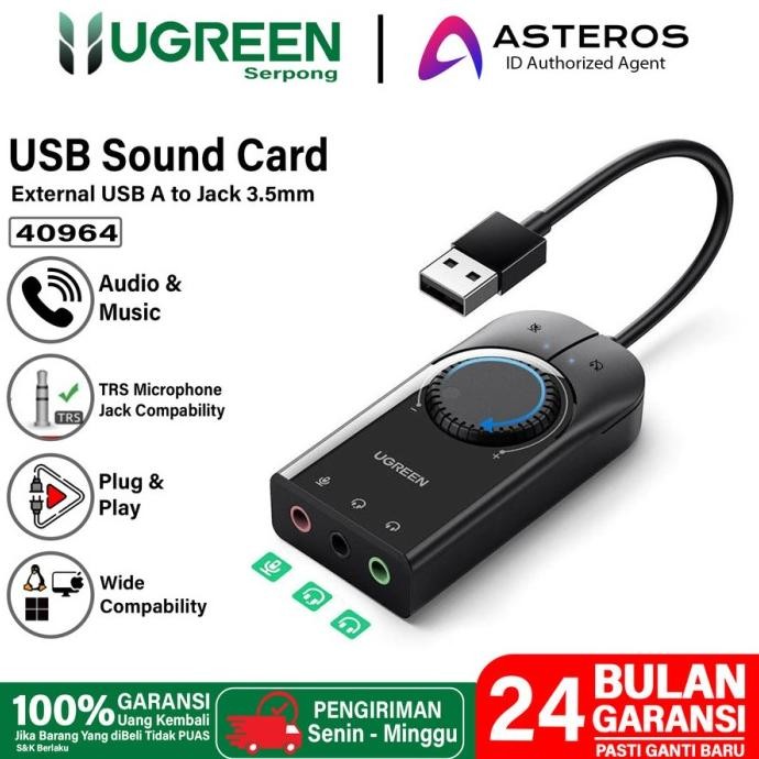 Terlaris Ugreen Usb Soundcard External Ugreen Sound card External to Audio Mic