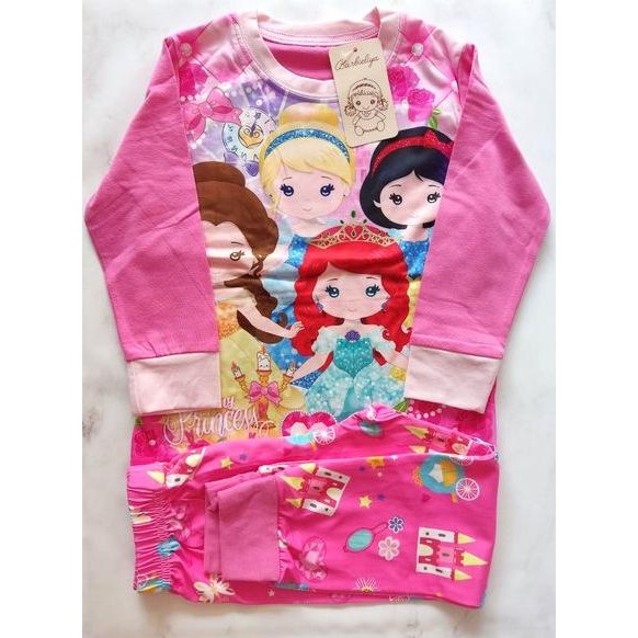 KLO Piyama Baju Tidur Karakter Anak Princess Cinderella Ariel Belle Little Mermaid Snow White B1030L
