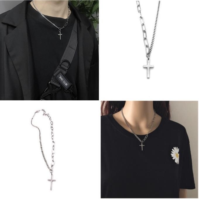Kalung Titanium Pria Kalung Pria Titanium Kalung Salib Gaya Korea