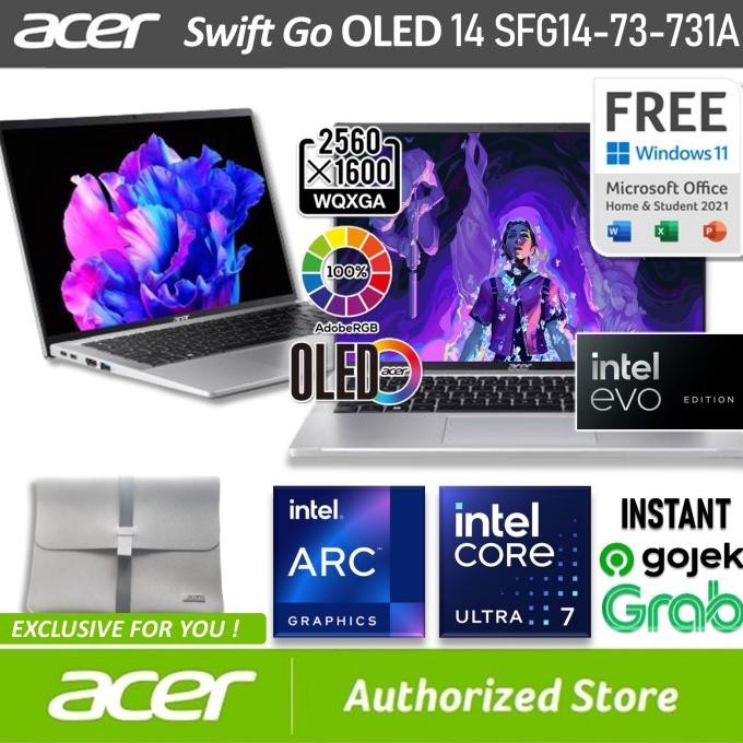 Acer Swift Go Oled Evo Sfg14 73 731A Ultra 7 155H 32/1Tb Ssd W11 Ohs 14" 2.8K 90Hz Silver