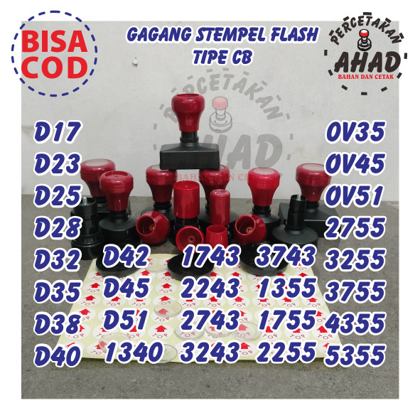 

Gagang Stempel Flash / Warna / Otomatis Ukuran Bulat Kotak Oval D40 OV45 2255 2755 D42 dll