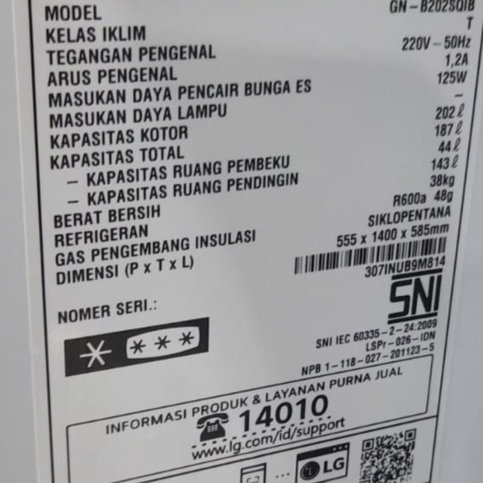 Kulkas LG 2 Pintu GN-B195SQMT