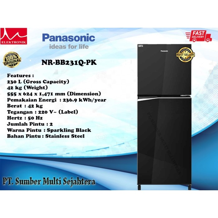kulkas panasonic 2 pintu NR-BB231 230L