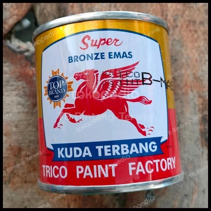 

Cat Minyak Kayu Besi Gold Emas Kuda Terbang 0.1 Liter Kaleng Kecil