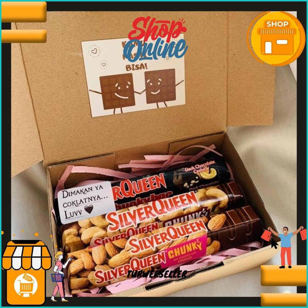 

Hampers Coklat Silver Queen Chunky Bar 95Gr Untuk Hadiah Ultah / Anniv / Valentine 3 Pcs Rasa Random Murah Gratis Ongkir