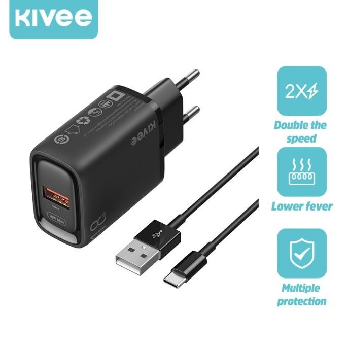Wall Charger Kivee Qc 3.0 18W Fast Charger Power Adapter 5V/3A