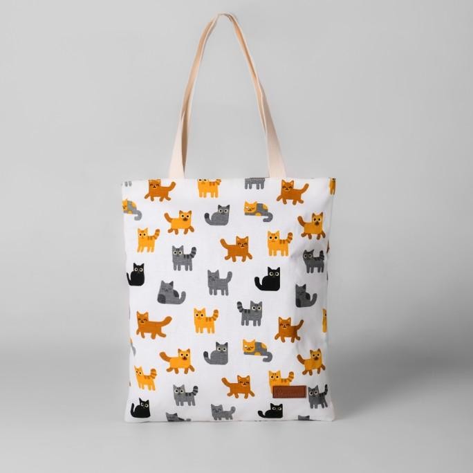 Pamole - Tote Bag Kekinian Bahan Kanvas Motif Kucing