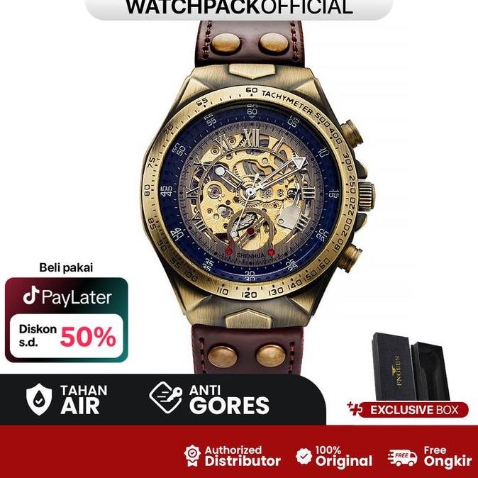 Fn-043 | Fngeen Automatic Jam Tangan Pria Mechanical Waterproof Casual Otomatis Kaca Kulit Watches