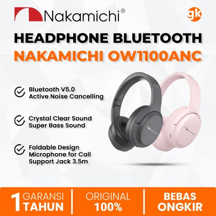 NAKAMICHI Headphone Bluetooth OW1100ANC Active Noise Cancelling Fold
