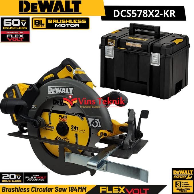 Berkualitas Brushless Circular Saw 7" Gergaji Sirkel Baterai 60V 184Mm Dewalt Dcs578X2-Kr Dcs578