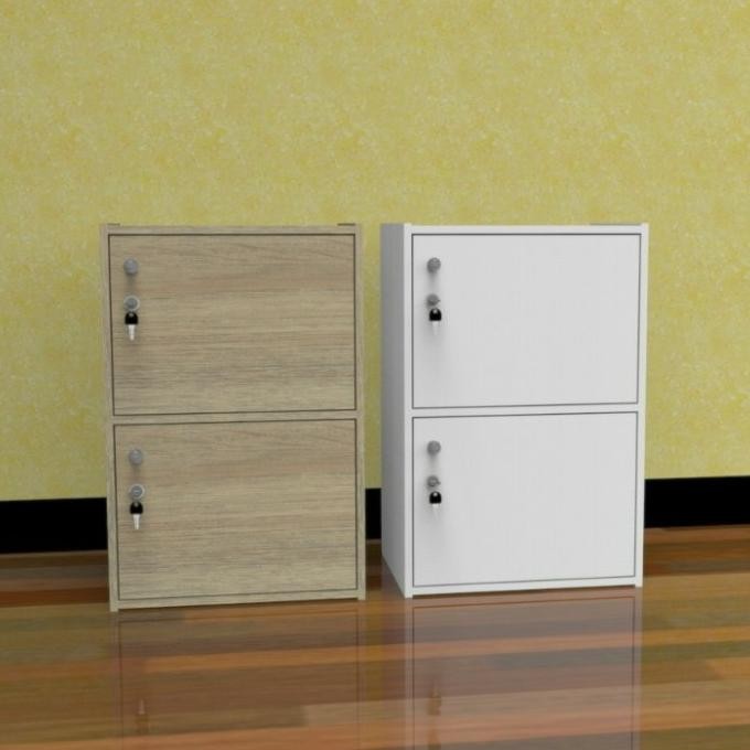Rak Buku Lemari Serbaguna Susun 2 Tutup Pintu Kunci Minimalis Kantor