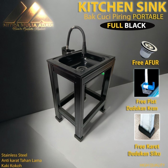 Bak Cuci Piring HITAM Portable Baja Ringan Hitam Uk 50cm Portabel
