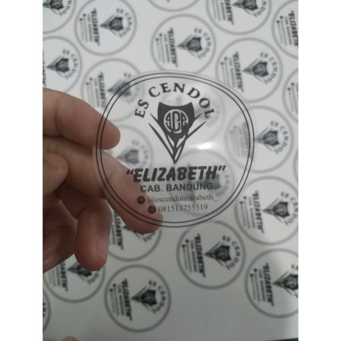 Cetak stiker label transparan toko olshop kue bakery minuman custom