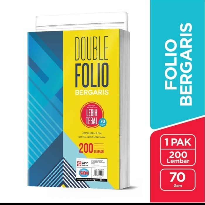 

Kertas Double Folio Bergaris 200 lembar 70 gr Sidu