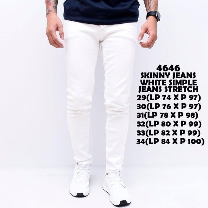 Celana Jeans Pria Pull&Bear White Skinny Stretch Pullandbear Putih P&B Wawanstore62