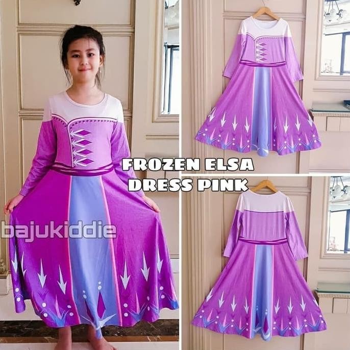 Frozen Ii Diagonal Dress Anak Perempuan Gamis Lebaran Elsa Biru Import Olinstore