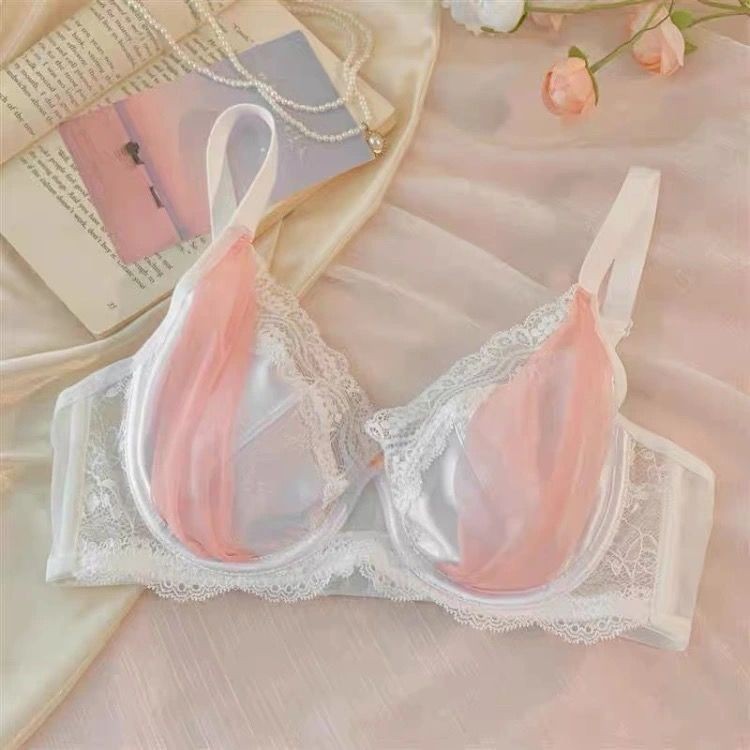 cod*Bra Pelangsing Ultra-Tipis Wanita untuk Payudara Besar, Renda Ringan, Tanpa Padding, Semi-Transp