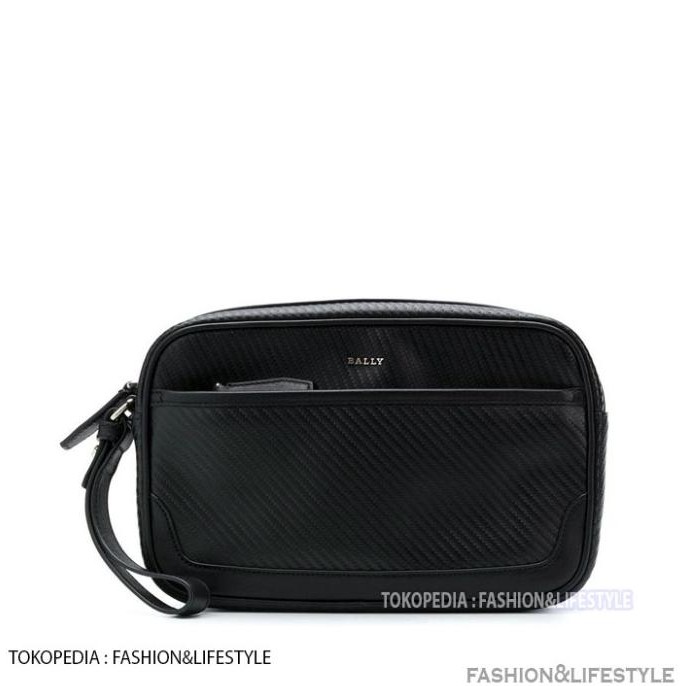 Tas Bally Men Caliros Clutch Bag All Black Wrislet Terlaris