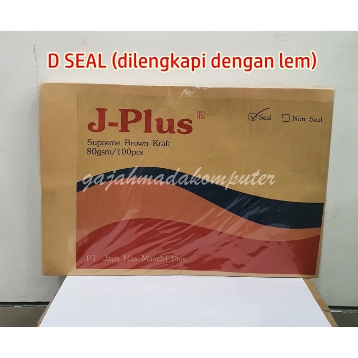 

SALE Amplop Kertas Coklat D merk J Plus J-Plus uk Folio F4 SEAL isi 100pcs