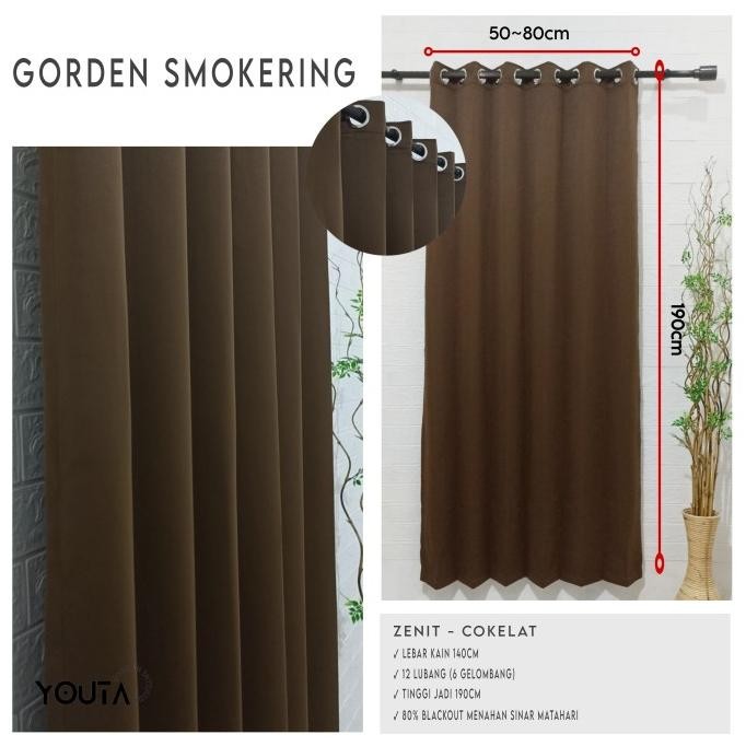 Gorden Blackout Gordyn Minimalis Polos Coklat