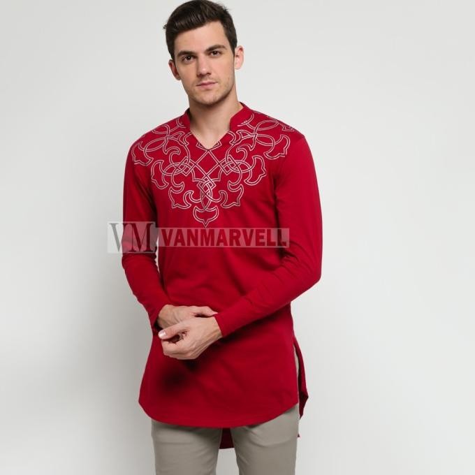 VM GAMIS MERAH MAROON BAJU KOKO JUMBO MERAH PANJANG GAMIS JUMBO