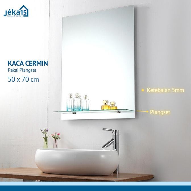 Kaca Cermin Kamar Mandi Besar Asahi 5Ml Ukuran 50X70 Bevel Persegi