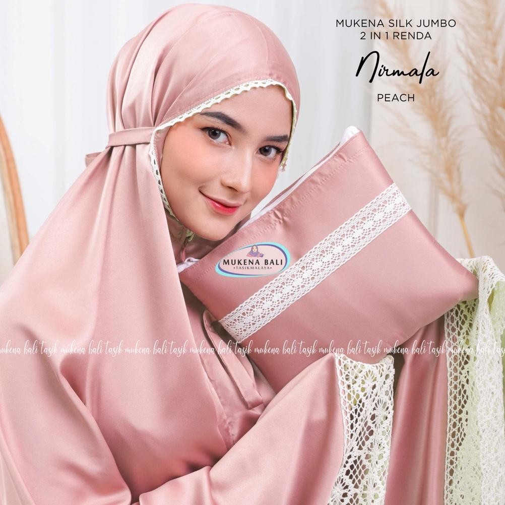 Promo Mukena Bali Tasik - Mukena Dewasa Polos Jumbo Silk 2 In 1 Renda Nirmala Asli