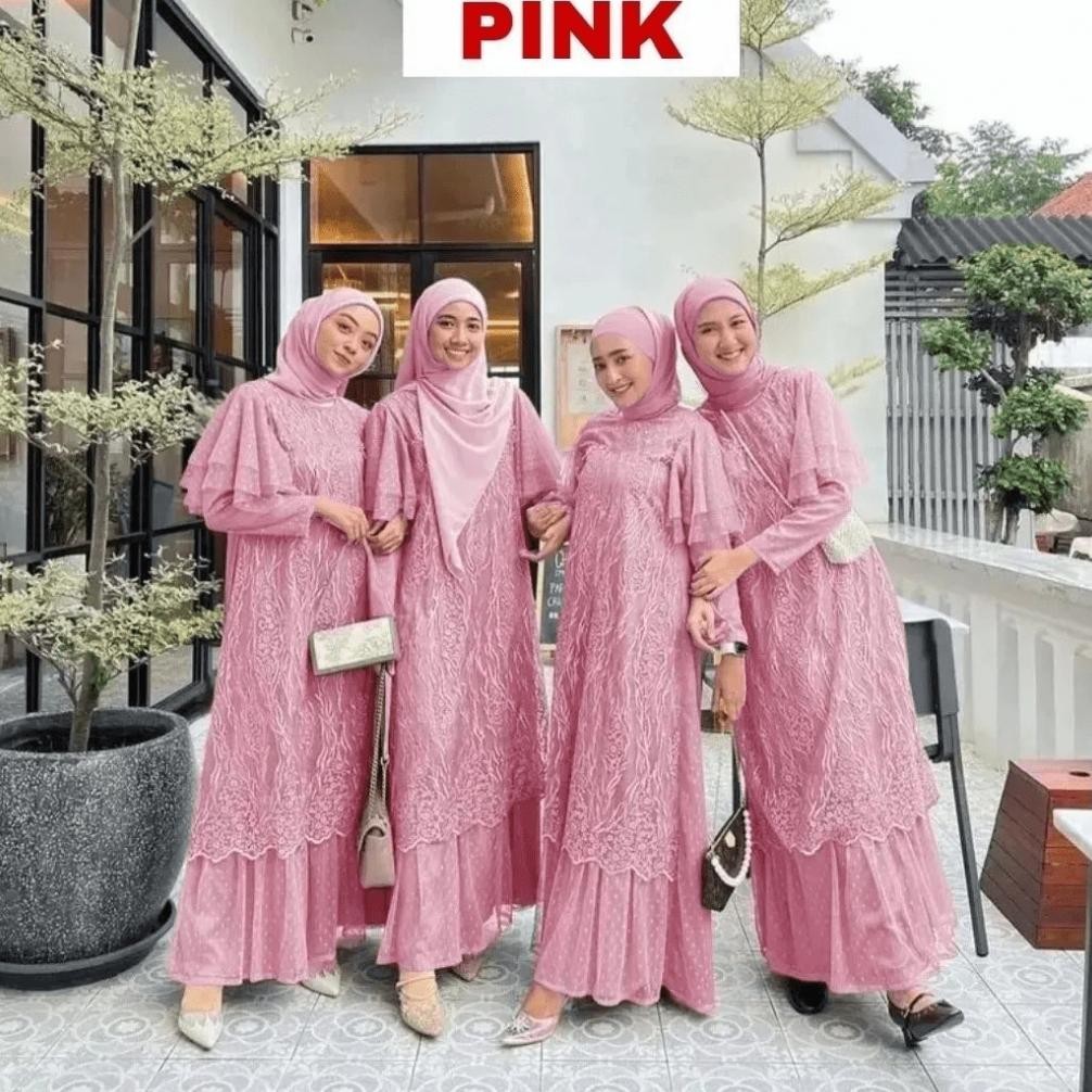 New Amira Dress Gamis Brokat Bridesmaid Viral 2024 / Dress Pesta Biru Kondangan Mewah Elegan Lebaran