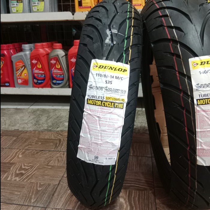 BAN (SOFT COMPOUND) RING 14 DUNLOP SCOOT SMART 2 110/80-14 & 140/70-14 TUBELES BAN MOTOR AEROX