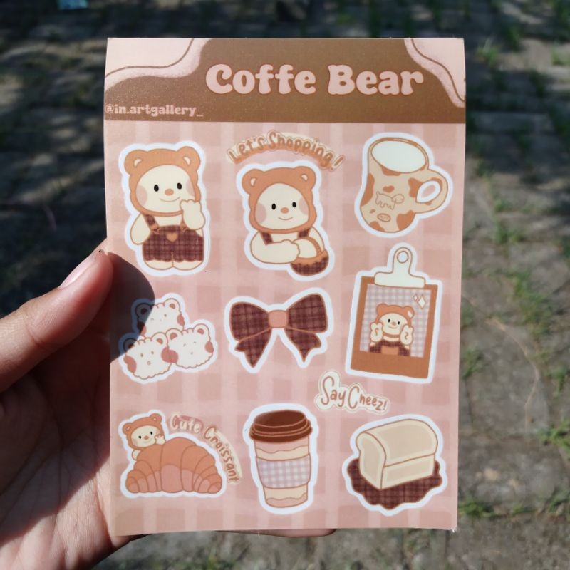 

Coffe Bear Stiker Kue Coklat/sticker set/sticker lucu