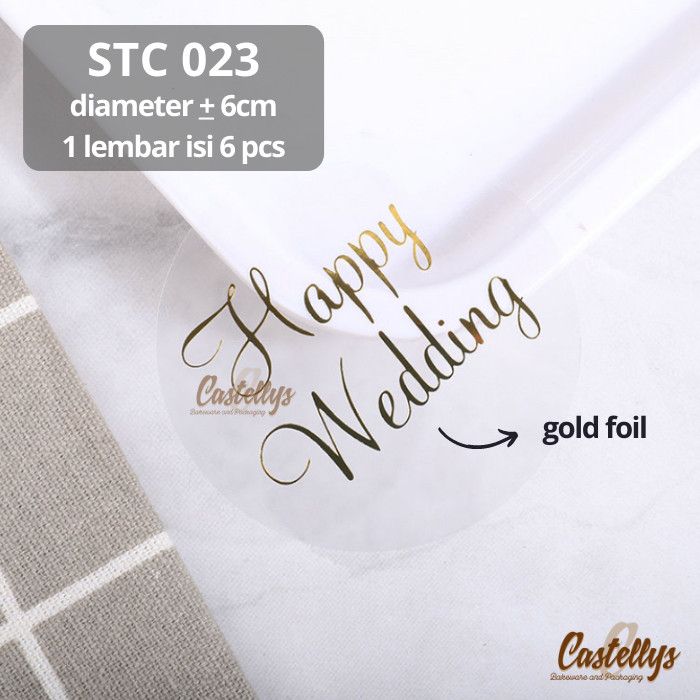 

><><><] Sticker Stiker STC 023 Wedding Gold Label Kotak Kue Souvenir Kado Gift