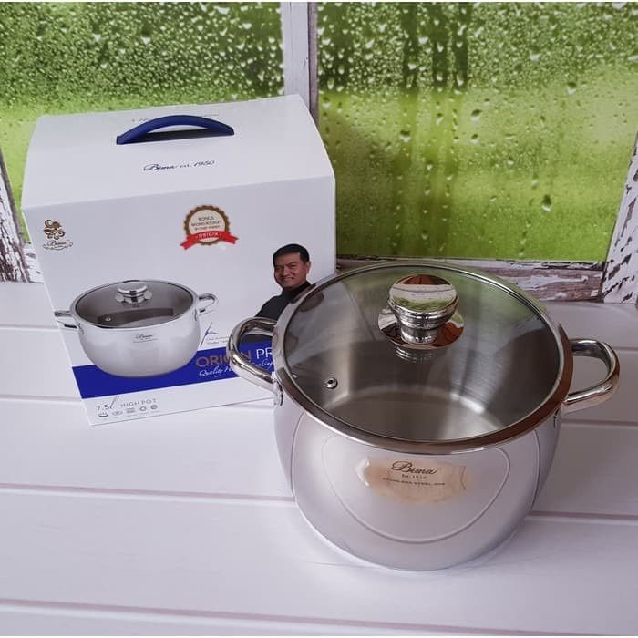 Bima Origin Premiere Highpot 24 cm Panci Tinggi Tutup Kaca Stainless