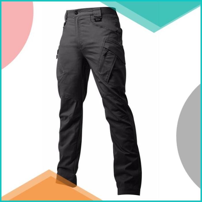 Celana Panjang Cargo Pria Tactical Waterproof Pants Polyester - Black