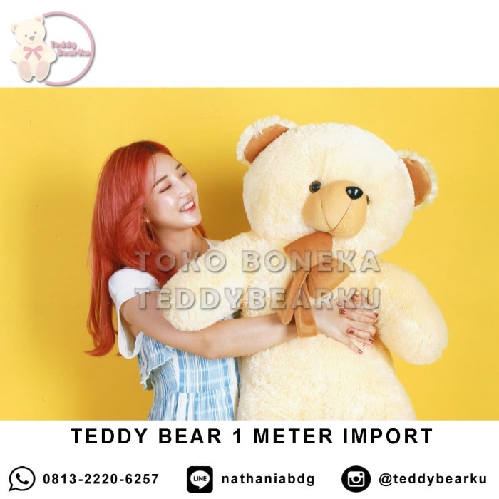 

BONEKA TEDDY BEAR JUMBO UK 1 METER WARNA CREAM MODEL TEDDY BEAR IMPORT