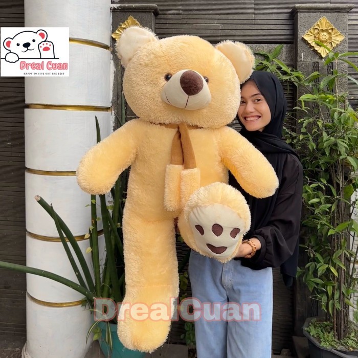 

BONEKA TEDDY BEAR BERUANG BESAR JUMBO CHUBBY SYAL TELAPAK LOVE