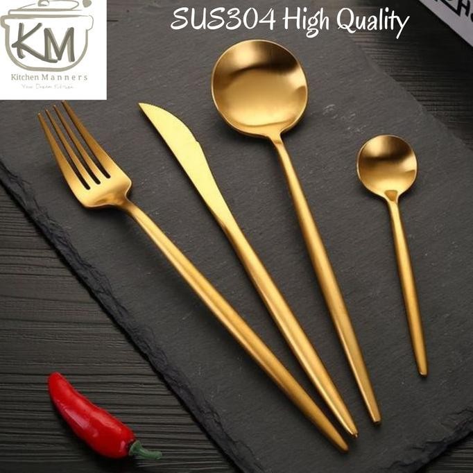 Nordic Cutlery Hotel Rounded Thick Handle SUS304 Original KM Gold