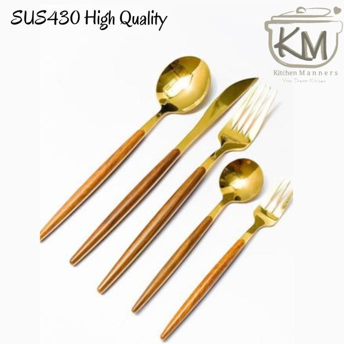 Scandinavian Spoon Wood ABS Nordic Cutlery Hotel Original KM GOLD