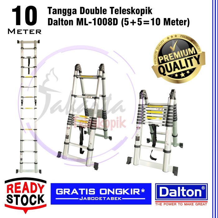 Tangga Lipat Alumunium Teleskopik 10 Meter - 5+5 Dalton ML-1008D