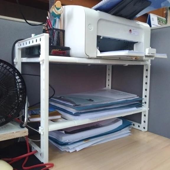 Meja Printer Rak Besi Buku Laci Kantor Minimalis Tempat Box File Kokoh