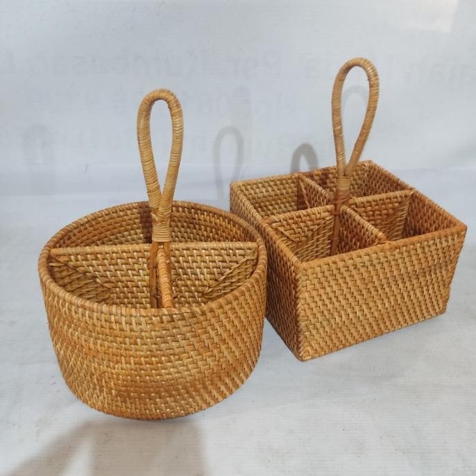 :<:<:<:<] Keranjang Rotan Wadah Rattan Unik Serbaguna Tempat Sendok Bumbu